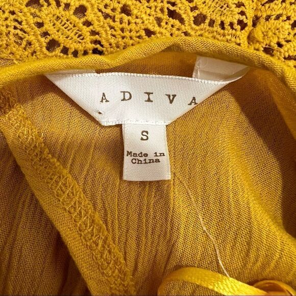 Adiva Mustard Gold Ruffled Boho Long sleeve tunic gauze top - Picture 13 of 16